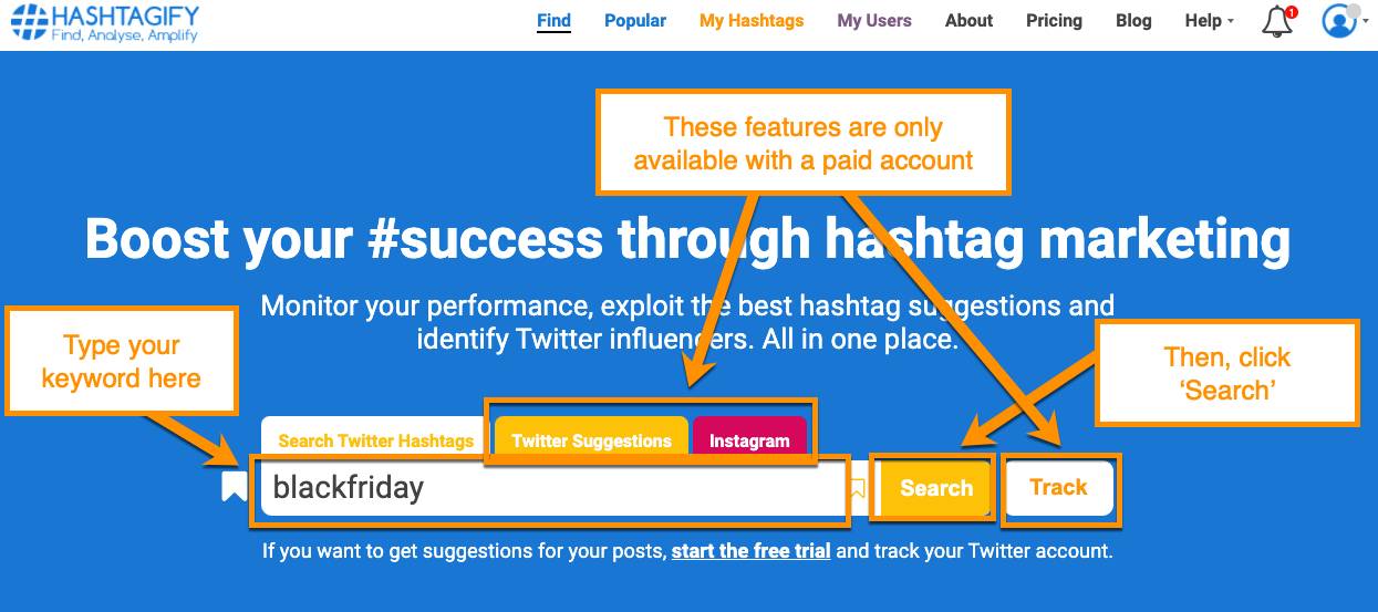 Hashtagify free online tool