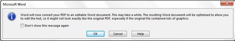 Open the scanned document in Word.